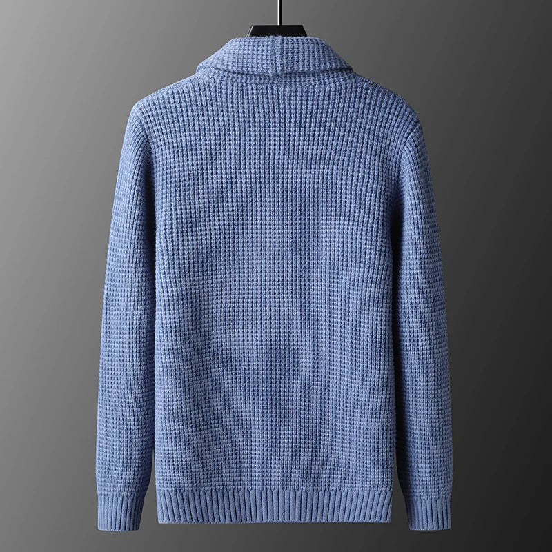 Men's Casual Knitted Open Cardigan Pockets Sweater Loose Korean Style V-Neck Autumn Fashion Light Maturity Spring Fall Outerwear