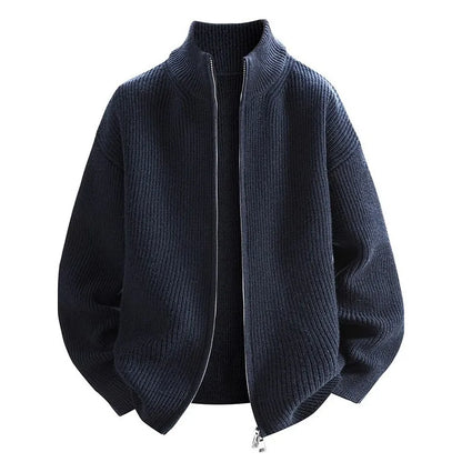 Cardigan Sweater Men's Knitted Sweater Spring and Autumn Fleece Thickened Outer Wear Loose  New Coat
