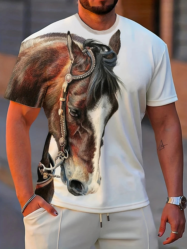 Hip-hop Style Cartoon Bear Print Men's T-shirt Summer Casual Everyday Top Urban Street Fashion Men's Oversized Short Sleeve Tees