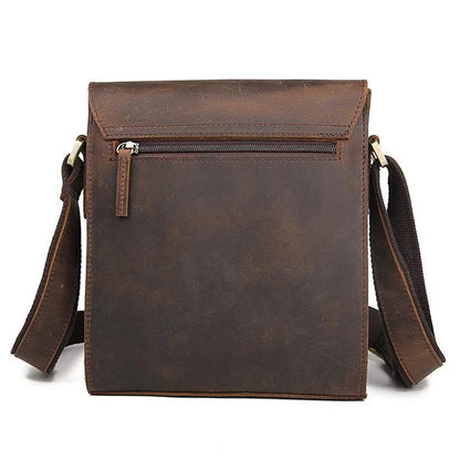 NASVA Men's Genuine Leather Shoulder Bag Vintage Small Crossbody Bag Casual Messenger Bag Outdoor Sports Sling Bag