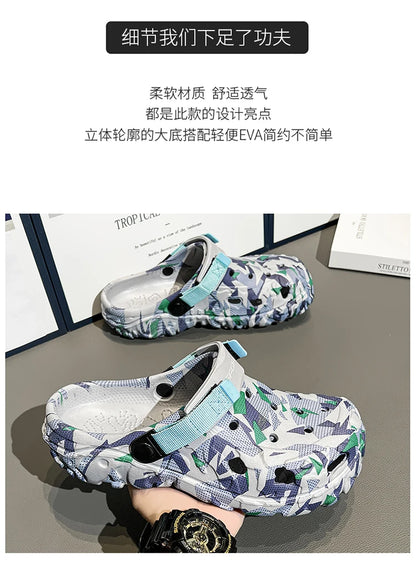 Size 40-47 Men Sandals Casual Street Light EVA Men's Casual Shoes Hole Shoes Clogs Home Garden Outdoor Male Beach Flat Slippers