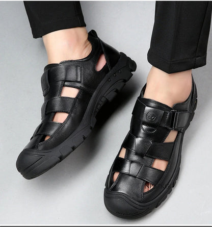 Classic High Quality Cow Leather Sandals Summer Outdoor Handmade Men Sandals Fashion Comfortable Men Beach Leather Shoes