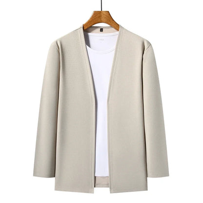 New Men's Casual Solid Color Long Sleeved Cardigan Cloak Spring and Autumn Fashionable Comfortable Top