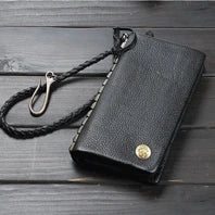 Fashion PUNK Handmade Crazy Horse Genuine Leather Wallet Men Money clip Short Wallet Bag Stud male Purse Card Holder Wallet