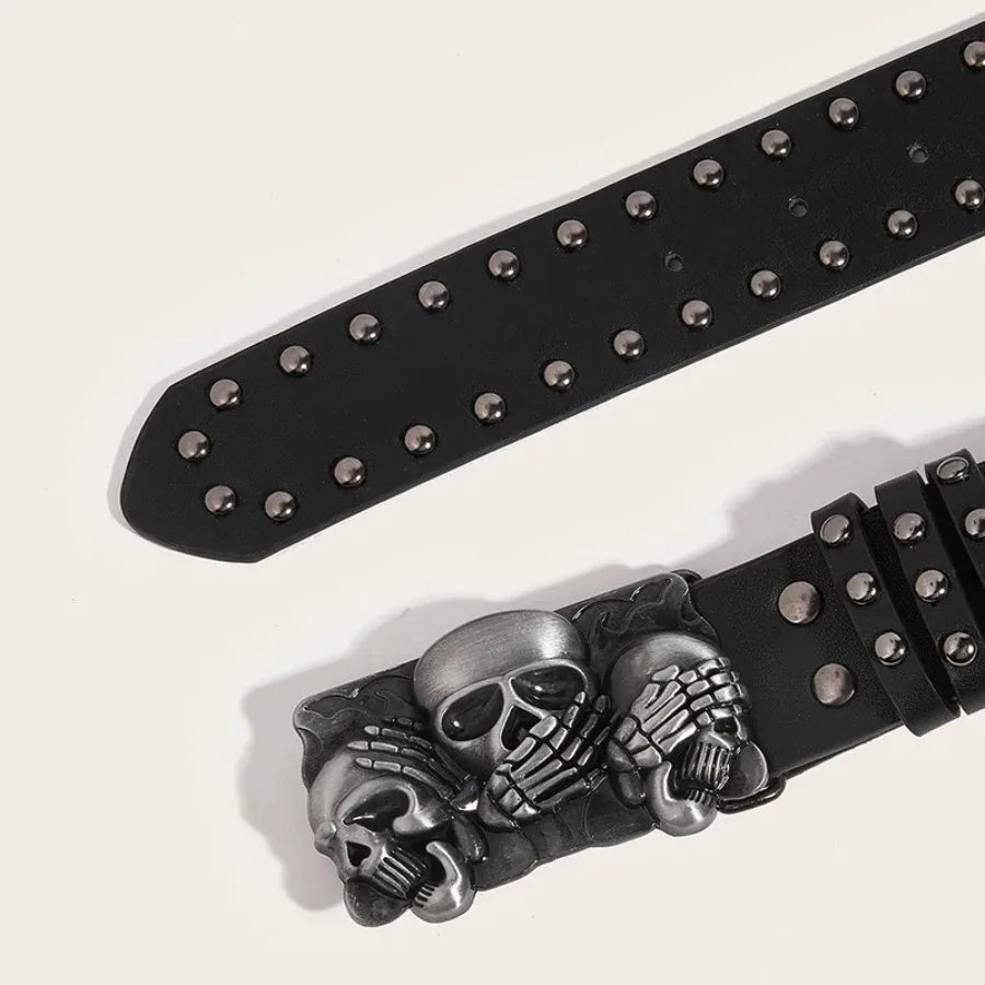 New Belts For Women High Quality Luxury Brand Punk Goth Rivet Black Jeans Unisex Men Belt Paw Skull Buckle Waistband Man