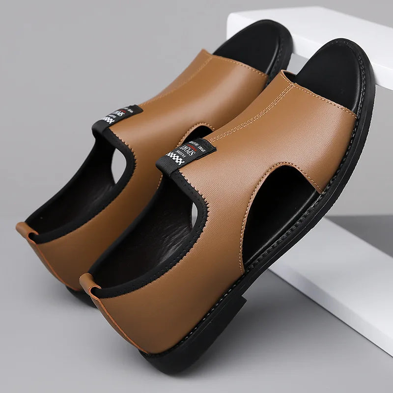 Sandals for Men Brand Casual Shoes Outdoor Fashion Men's Slippers Comfortable Beach Shoes High Quality Leather Men Flat Sandals