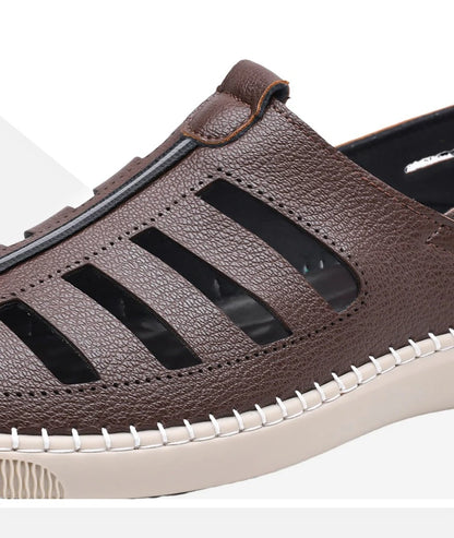 New Summer Genuine Leather Roman Men's Sandals Business Casual Shoes Outdoor Beach Wading Slippers Men's Shoes Big Size 38-48