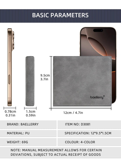 New Men's leather short wallet thin wallet Lightweight minimalist soft wallet