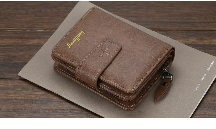 New Business Men Wallets Zipper Card Holder High Quality Male Purse New PU Leather Vintage Coin Holder Men Wallets