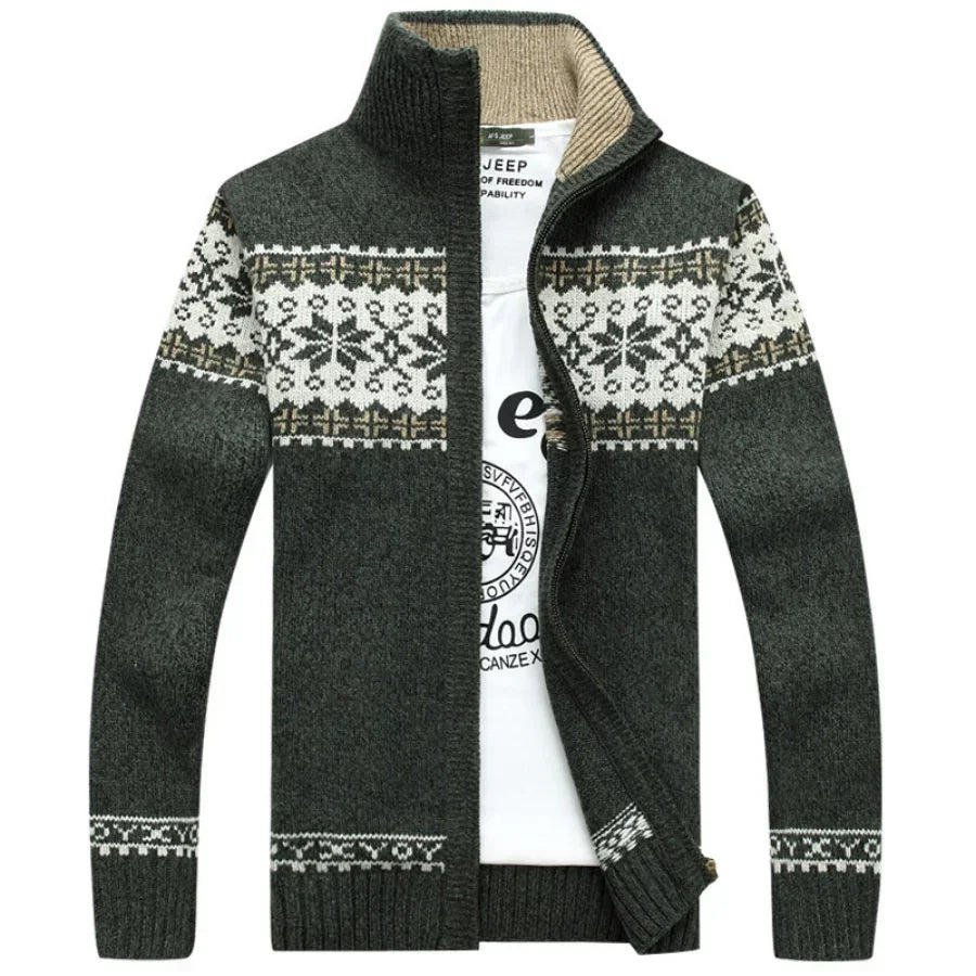2026 Men's Warm Knitted Jackets Thick Long Sleeve Warm Sweater Coat Printted Casual Cardigan Male Jackets Cardigan Plus Size 5XL