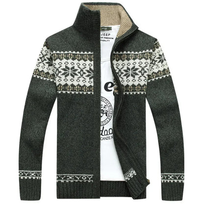 2026 Men's Warm Knitted Jackets Thick Long Sleeve Warm Sweater Coat Printted Casual Cardigan Male Jackets Cardigan Plus Size 5XL