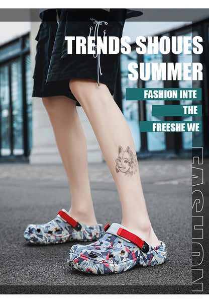 Plus Size 47 Summer Men Sandals Light Soft EVA Men's Hole Shoes Outdoor Slippers Home Garden Clogs Male Beach Flats Slides