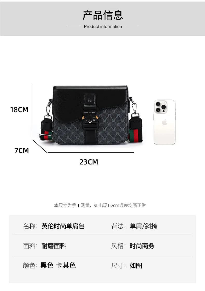 Luxury Plaid Crossbody Bags Men Fashion Buckle Flap Men's Crossbody Bag Casual Shoulder Bag Male Waterproof Business Sling Bags