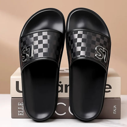 Summer Fashion Casual Flip Flops for Men New Designer Black Cow Leather Slippers Male High Quality Korean Outwear Slides Men