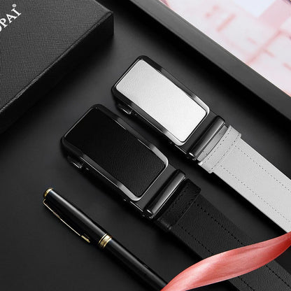 Men's Fashionable Leather Belt Men's High-quality Leather Belt Business Automatic Buckle Ratchet Belt Randomly Adjustable