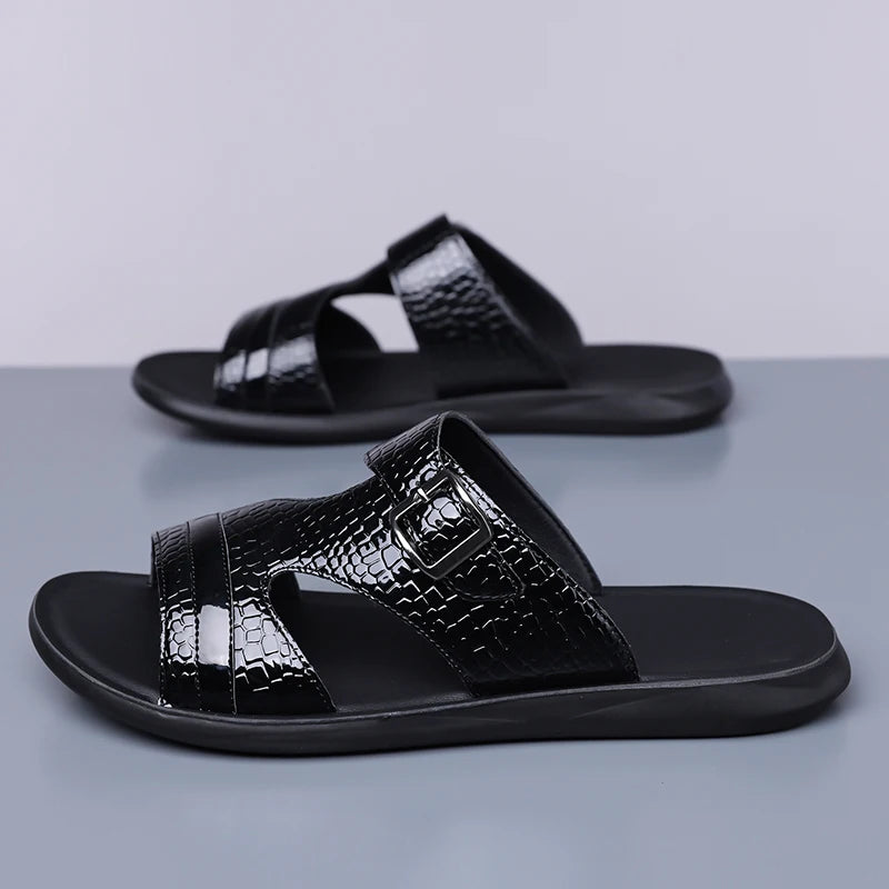Plus Size 38-48 Hot-selling Men Slippers Sole Open Toe Beach Slides All-match Man Flip Flops Versatile Half Flats Sandals Slides