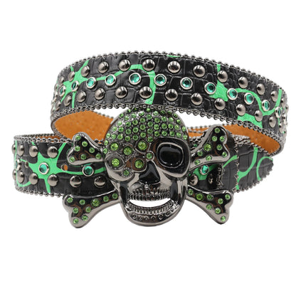 Rhinestone belt Skull Designer Belt Fashion Luxury Mens Belt and Lady Leather Decorated with Colorful Diamonds