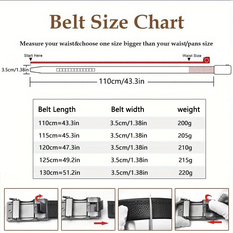 Premium Top Layer Cowhide Men'S Belt - Soft, Durable & Stylish With Automatic Alloy Buckle For Business Wear