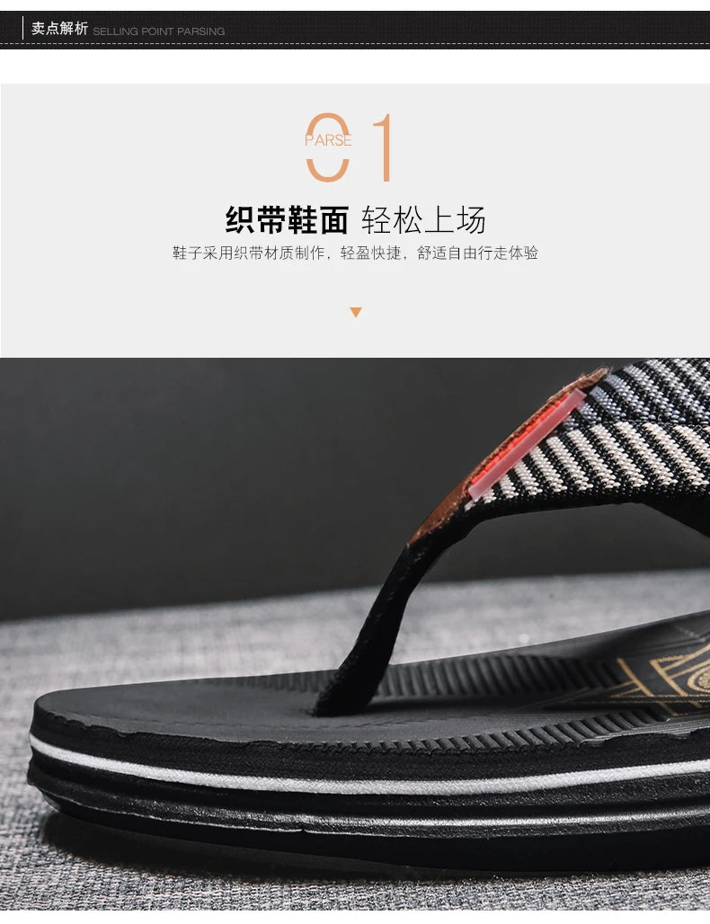 Men's Cotton Slippers Comfortable Breathable Home Footwear Soft Slip On Summer Sandals