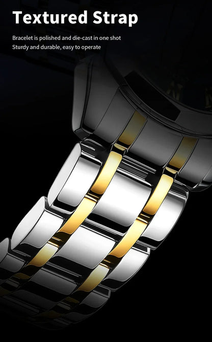 OLEVS 3675 Luxury Calendar Stainless Steel Quartz Mens Wristwatches Chronograph Waterproof Watch for Men Luminous Reloj Hombre