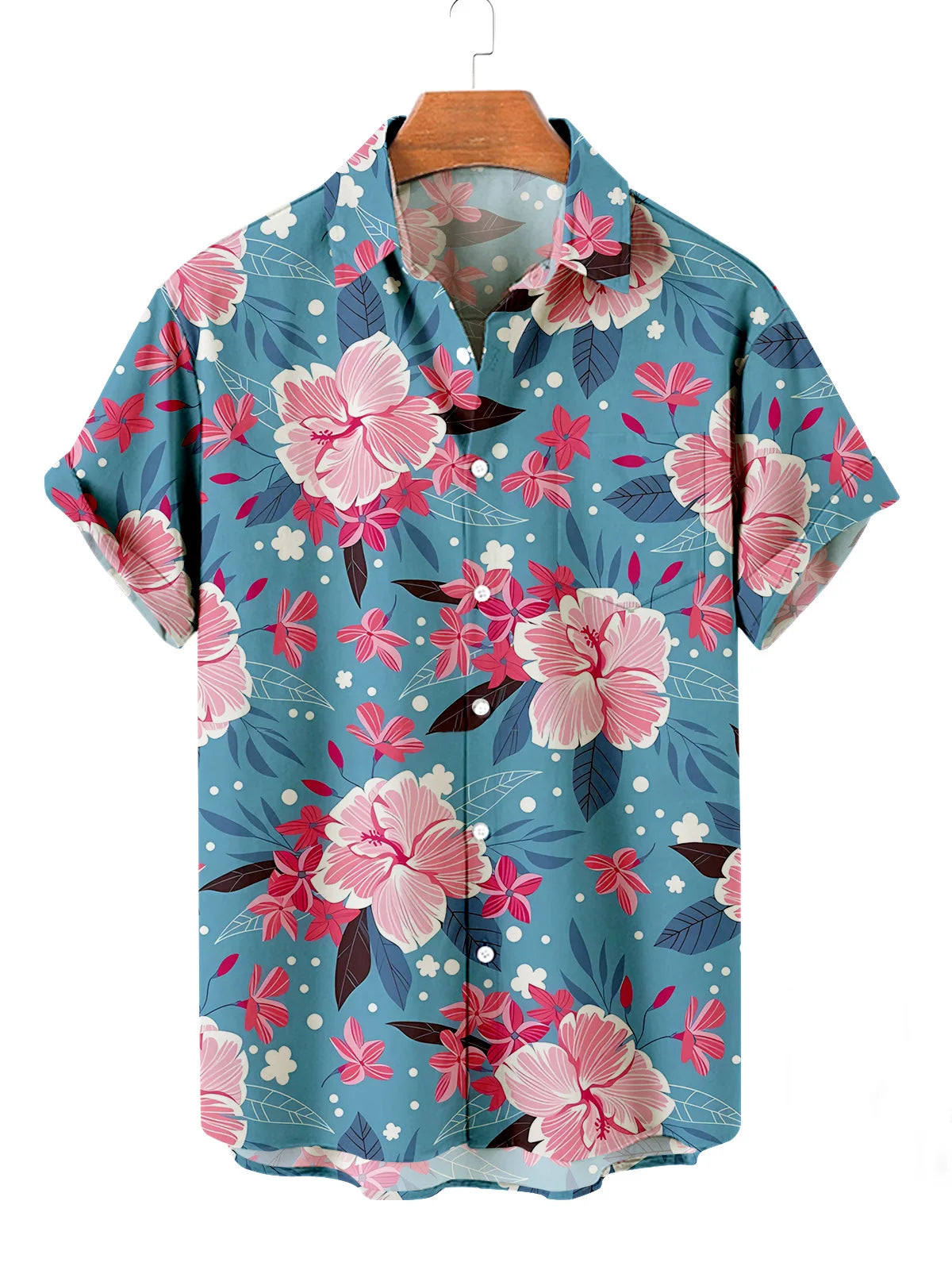 Summer Men's Flower Hawaiian Shirts Casual Vacation Short Sleeve Shirts Collar Button Up Shirt Fashion Steetwear for Mens