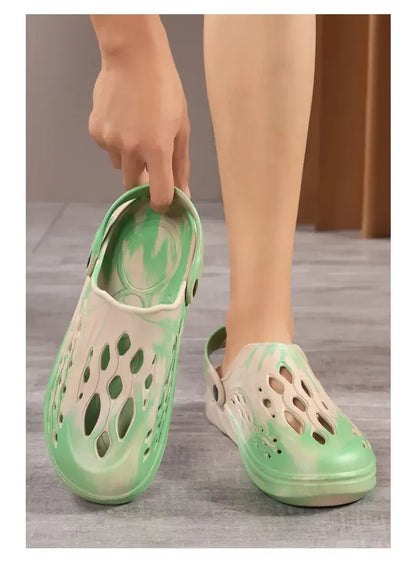 Outdoor Men's Summer Sandals Breathable EVA camouflage Slip-On Casual Shoes round Toe Flat Heel Color Block Pattern