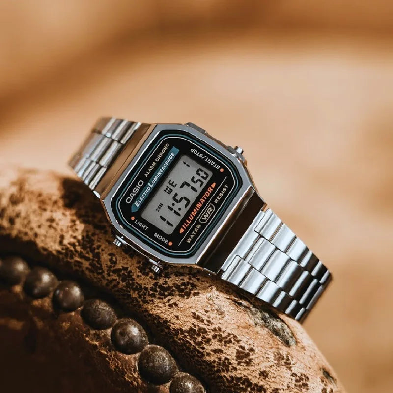 Casio A168WA-1W Retro Light Luxury Classic LED Digital Waterproof Men's Small Square Watch Quartz Movement Multifunctional Watch