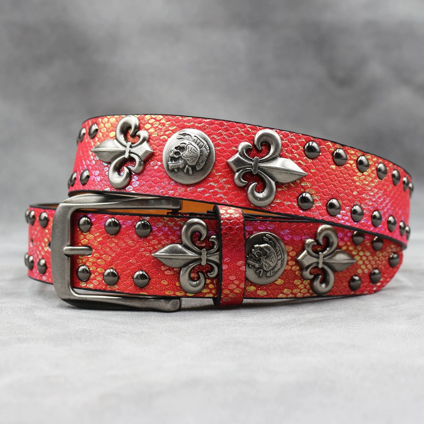 Y2K Leather Rivet Belt Golden Cross  Fashion Women's Studded Belts High Quality Female Leather Rock Women Strap For Jeans