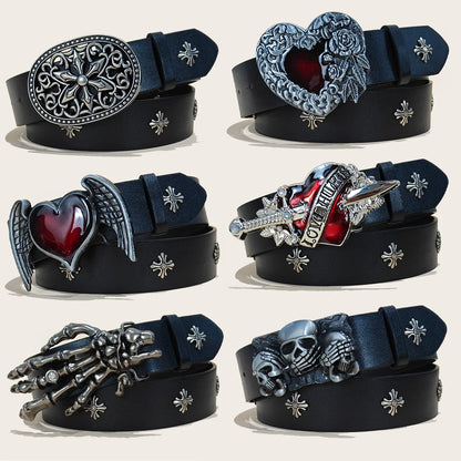 Fashion Punk Belt Cross Melancholic Second-generation Belt Design High Quality Gothic Accessories Plus Size Belt for Men Women