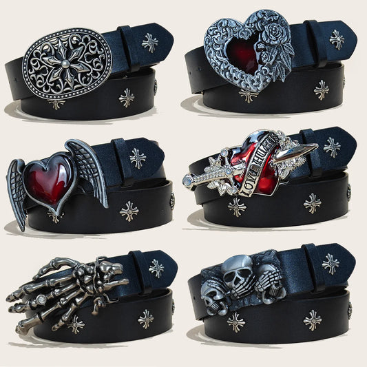 Fashion Punk Belt Cross Melancholic Second-generation Belt Design High Quality Gothic Accessories Plus Size Belt for Men Women