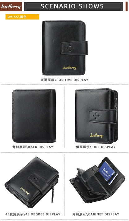 New Business Men Wallets Zipper Card Holder High Quality Male Purse New PU Leather Vintage Coin Holder Men Wallets