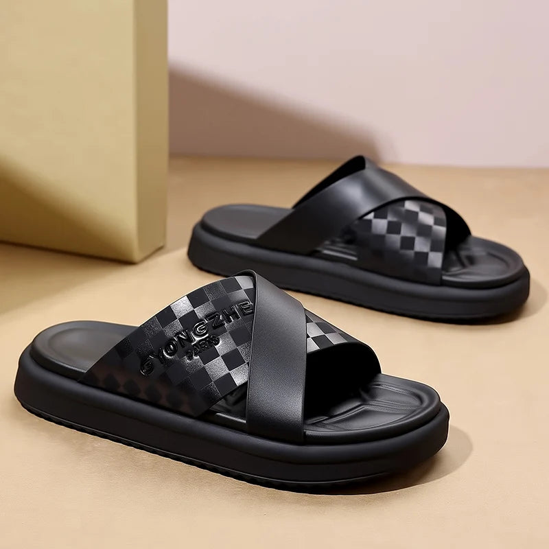 Street Style Men Slippers Outdoor Sandals Comfy Beach Flatws Soft Slides Summer Casual Shoes Quick Dry Male Half Drag Flip Flops