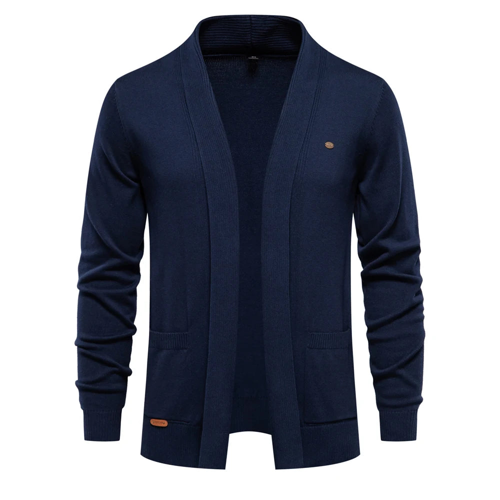 2023 New Winter Cotton Cardigan for Men Quality Mens Sweater Fashion Turn Down Collar Knitted Sweaters for Men