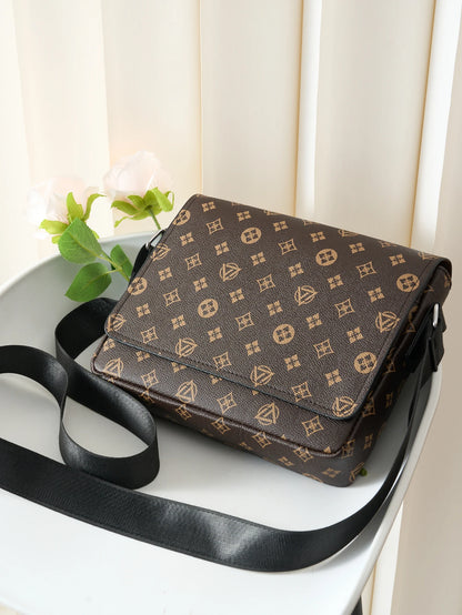 Men's Casual Crossbody Bag - Easy Flap Design, Business Commuter Lightweight Messenger Bag, Travel Large Capacity Shoulder Bag