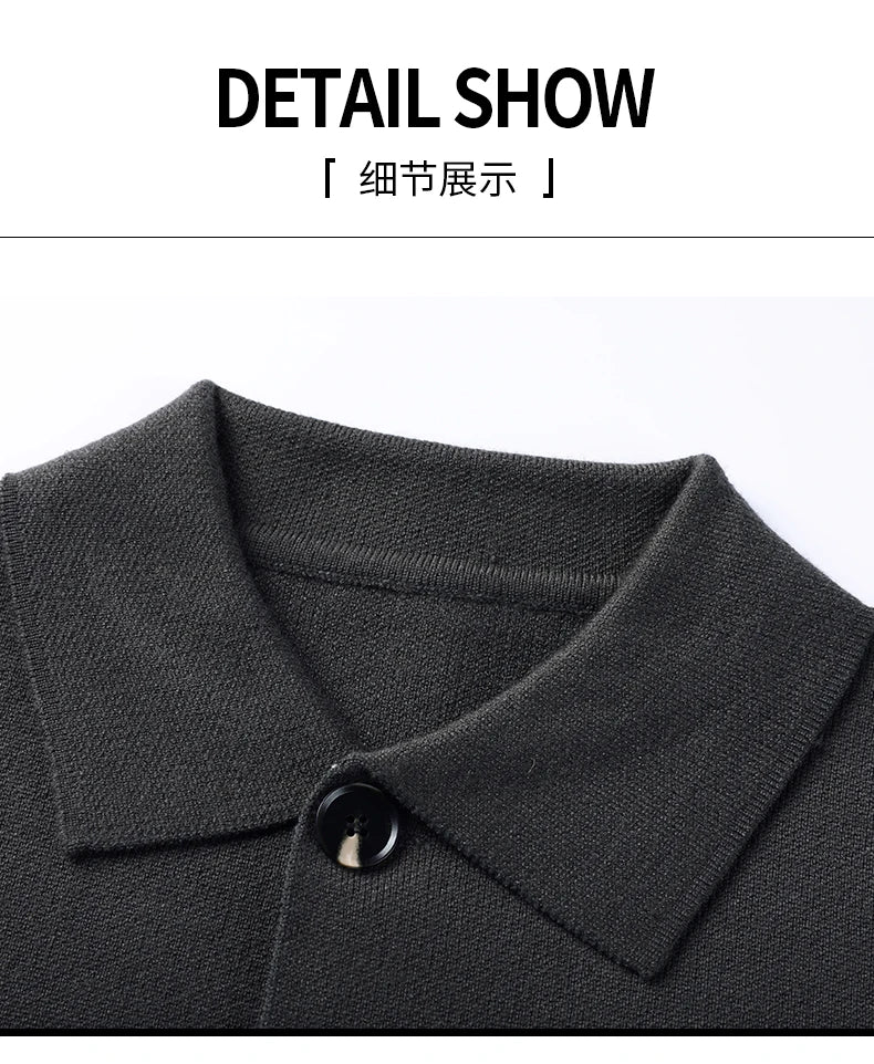 Autumn and Winter New Men's Long-Sleeved Sweater Youth Popularity Cardigan Men's Knitwear Sweater Lapel Youth Thin Coat