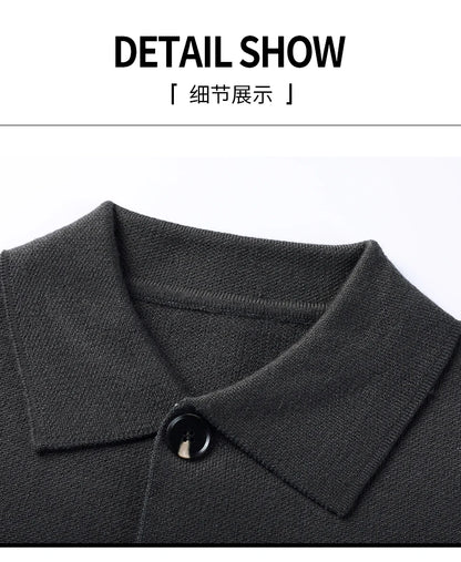 Autumn and Winter New Men's Long-Sleeved Sweater Youth Popularity Cardigan Men's Knitwear Sweater Lapel Youth Thin Coat