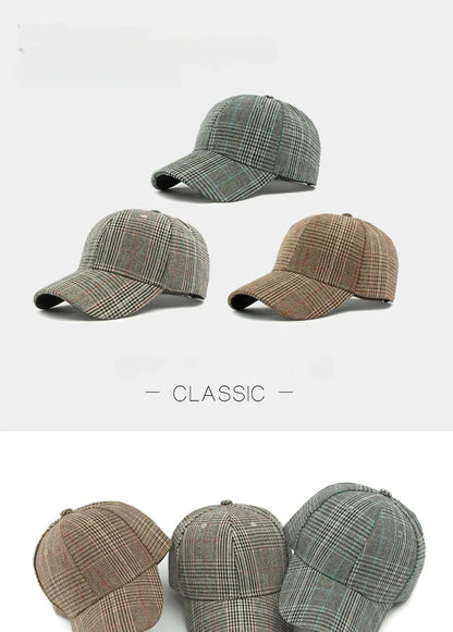 Hat Men's Spring Summer Outdoor Sunscreen Visor Classic Checkered Baseball Cap Hard Top Women's Cap Sun Cap