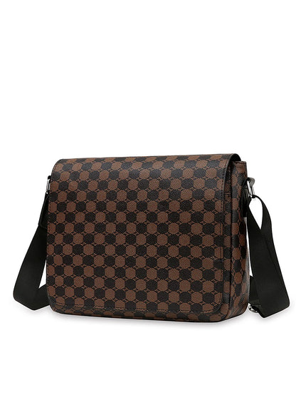 Men's Flap Shoulder Bag Fashion Casual Men's Crossbody Horizontal Business Briefcase Large Capacity Plaid Backpacks