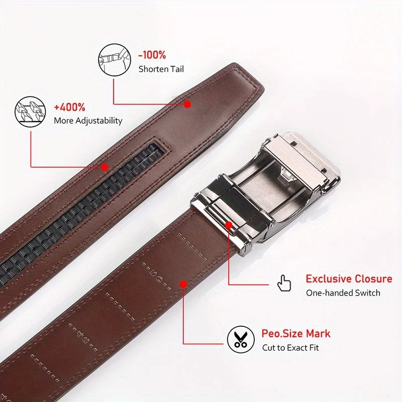 Versatile Men's Leather Belt With Micro Adjustable Feature, Ideal For Dressing Up Any Outfit, Great Gift Option For Any Occasion