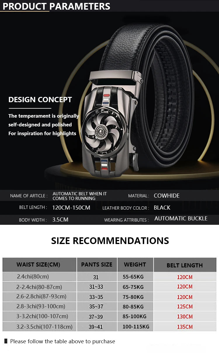 Mens Belt Material Metal Rotatable Buckle  Leather Belt High Quality Men Business Belt Golden Waist Buckle Rhinestone De