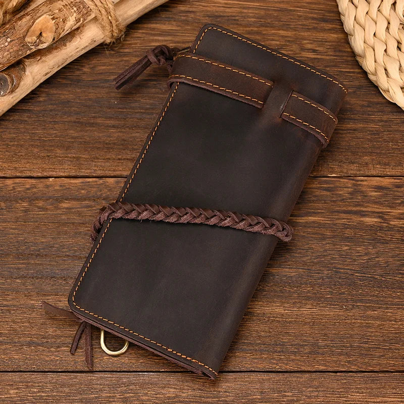 Newsbirds Genuine Leather Long Wallet Wrist Belt Strap Chain Wallet Christmas Gift Wallet gift men woman wallets Clip Purse