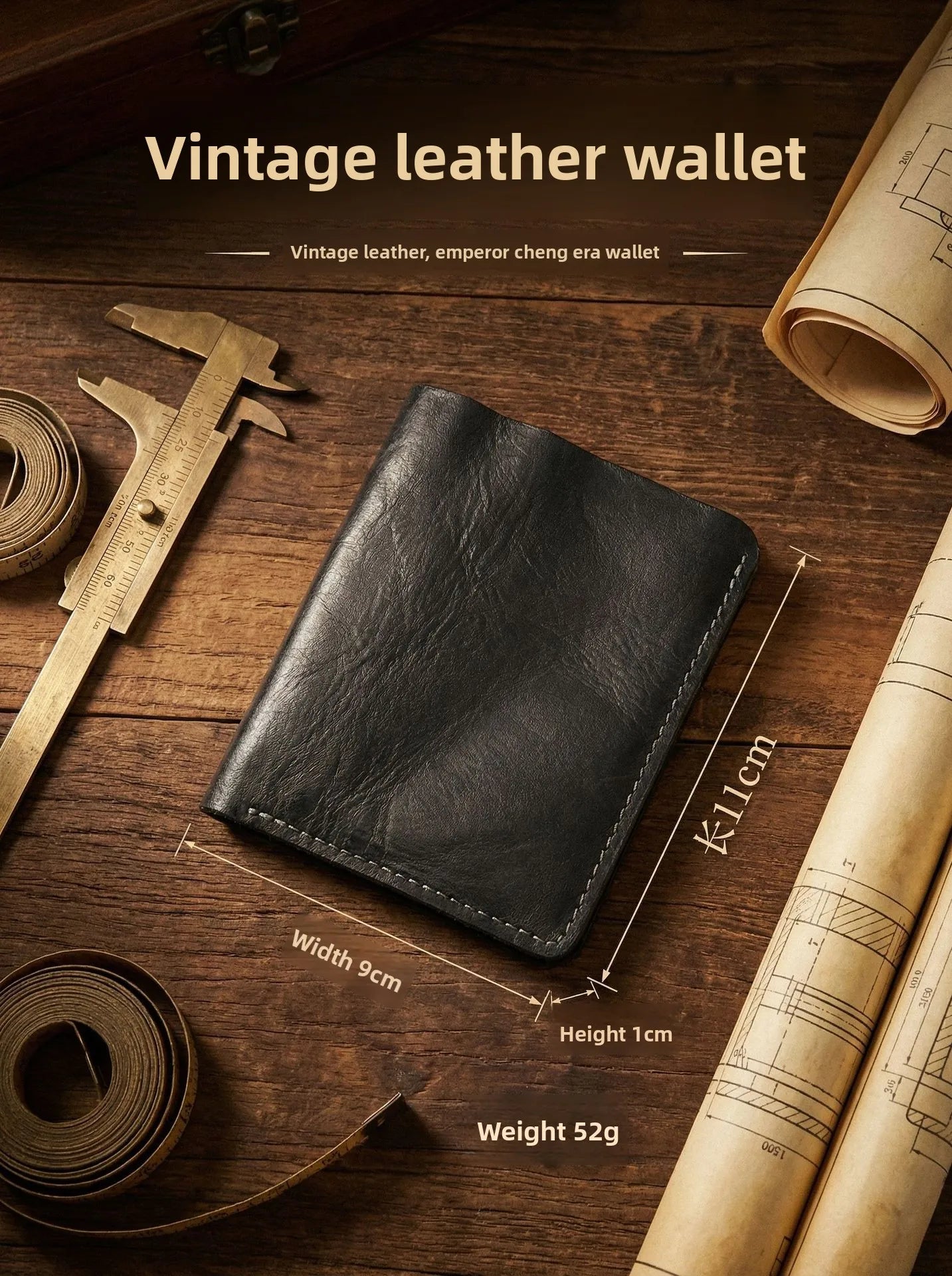 Vintage Genuine Leather Men Wallet High Quality Card Holder Large Capacity Durable Male Money Clips