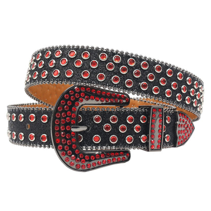 Rhinestone belt Leopard Shiny leather belts for women western rhinestone studded belt men vintage diamond  belt jeans waistbands