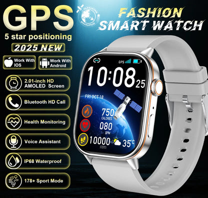 New For Android iOS Outdoor GPS SmartWatch Men 2.01" HD AMOLED Compass 420mAh 178+Sport Mode Waterproof Bracelet Smartwatch 2026