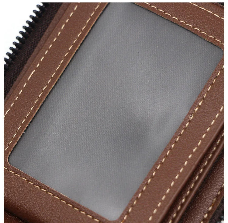 Big Capacity Men Short Wallets Name Engraving High Quality Card Holder Retro Male Coin Purse  Simple Zipper Men Money Clips