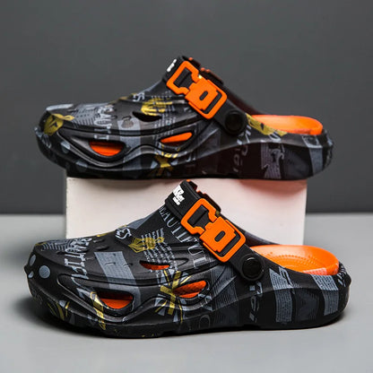 Men's Sports Sandals Summer Eva Light Soft Comfortable Men's Beach Sandals Fashion Platform Buckle Slip-on Graffiti Slippers