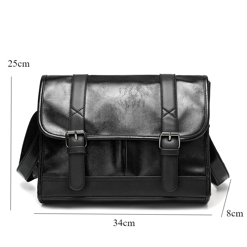 Retro Messenger Bag Men Crossbody Bags Luxury PU Leather Shoulder Messenger Bag for Men Fashion Flap Large Capacity Satchles