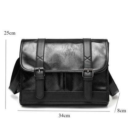 Retro Messenger Bag Men Crossbody Bags Luxury PU Leather Shoulder Messenger Bag for Men Fashion Flap Large Capacity Satchles