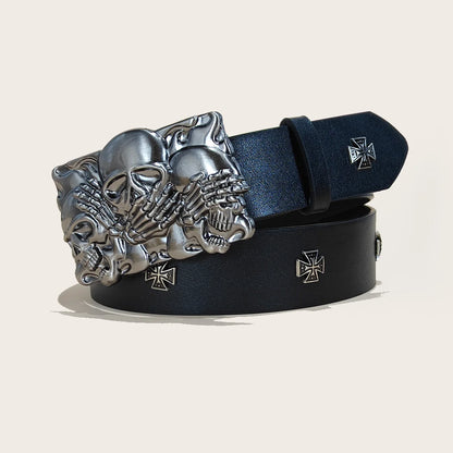 Black Punk Style PU Leather Belt Unisex Gothic Fashion Accessory Cross rivet decoration Y2K rock hip-hop style Jeans Belt Gift