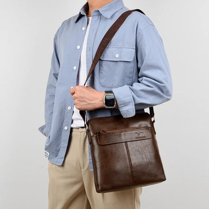 Men's Business Casual Backpack, Single-Shoulder Crossbody Pu Leather Briefcase, Multi-Compartment Large Capacity